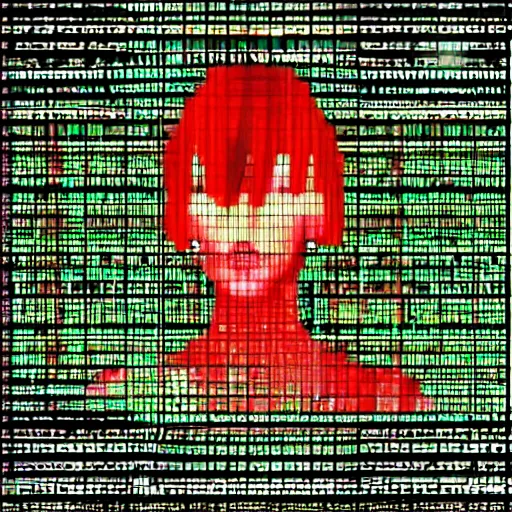 Prompt: redhead female cyberpunk, vhs video glitches and tape stress, digital glitches, glitchcore glitchart grime