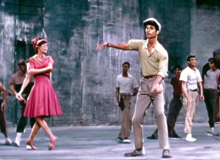 Image similar to a film still of teemo in west side story ( 1 9 6 1 ), technicolor