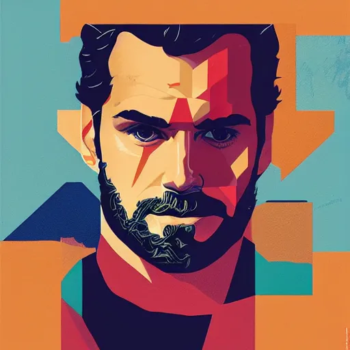 Prompt: Henry Cavill profile picture by Sachin Teng, asymmetrical, Organic Painting, Matte Painting, geometric shapes, hard edges, graffiti, street art:2 by Sachin Teng:4