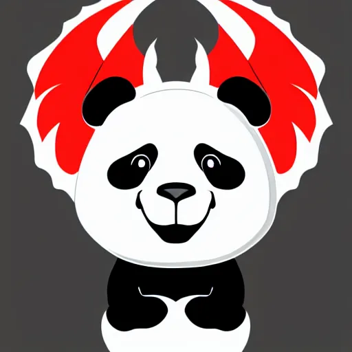 Image similar to vector art of panda with welsh dragon wings and tail, intercrossed, chimera, welsh flag, adobe illustrator