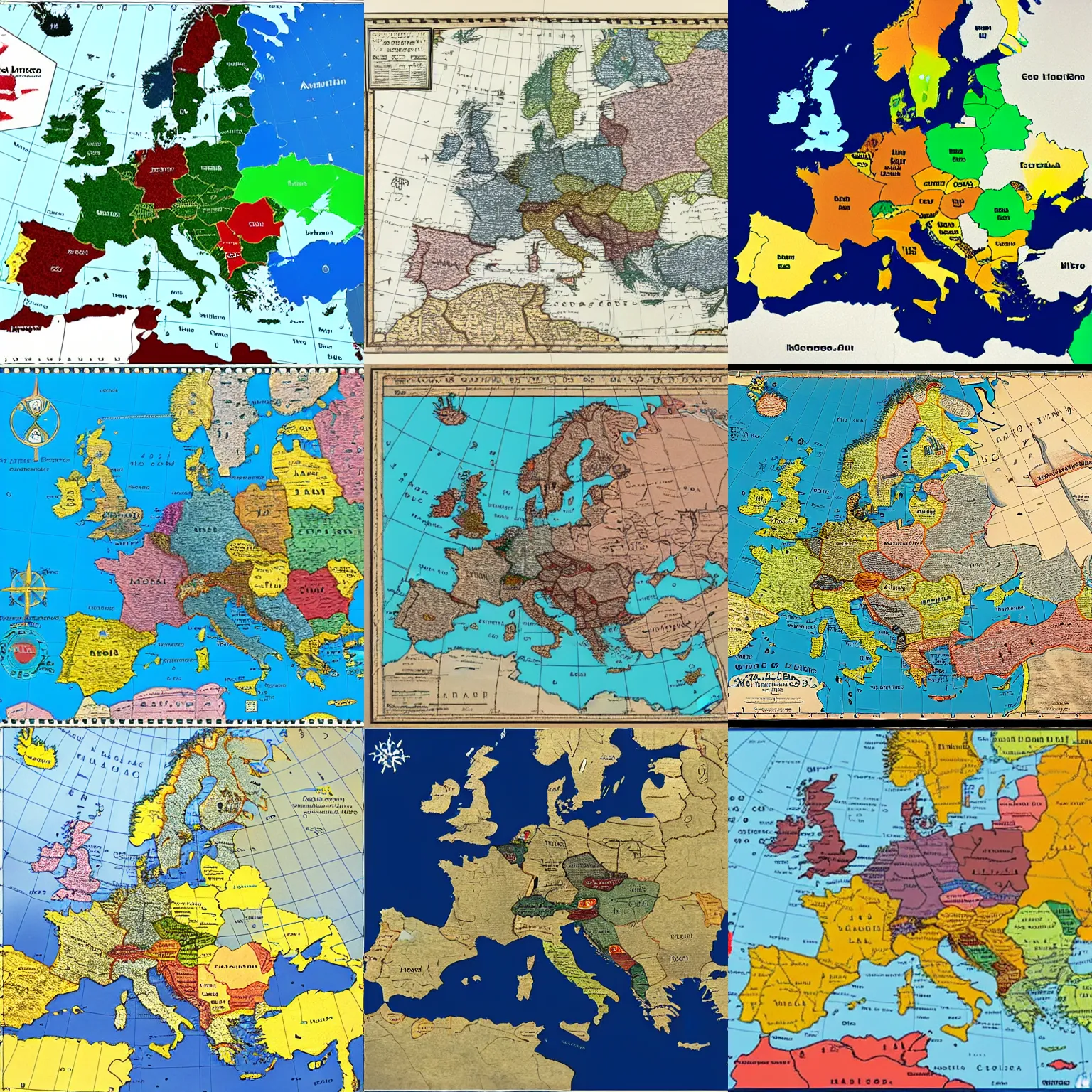 Prompt: map of all the countries in europe in an alternate history. high quality map, highly intricate, highly detailed, mercator projection