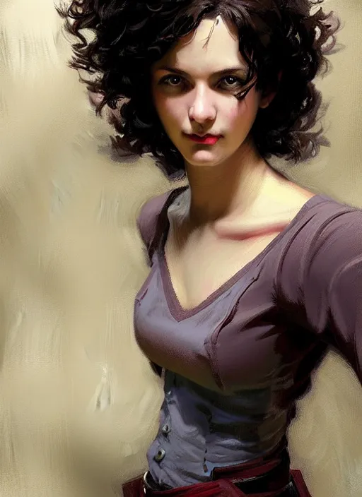 Prompt: rgb, thin, woman, model, short black curly hair, nerdy, in a classroom, shy, amazing composition & dynamic posing, by franz xavier leyendecker, wlop! muted colors, highly detailed, fantasy art by craig mullins, thomas kinkade cfg _ scale 9