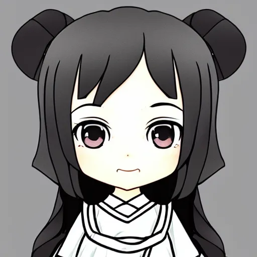 Prompt: beautiful line art of the face detailing cute nendoroid girl in the style of ukiyoe, toon rendering, close-up, flat, flat tone, unshaded, flat shading