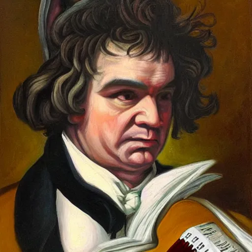 Image similar to a rabbit dressed as beethoven, realistic oil painting,