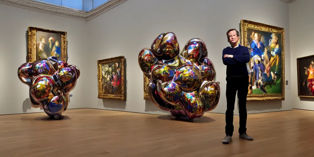 Prompt: jeff koons in the national gallery in germany