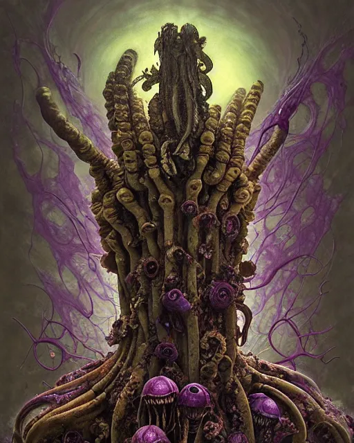 Prompt: the platonic ideal of flowers, rotting, insects and praying of cletus kasady carnage thanos davinci dementor hades chtulu mandelbulb schpongle octopus bioshock xenomorph akira, ego death, decay, dmt, psilocybin, concept art by randy vargas and zdzisław beksinski