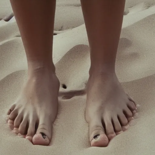 Image similar to Real photo of human feet on the beach without toes, no toes, missing toes, 0 toes