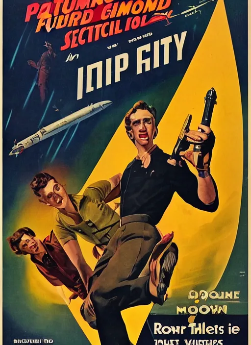 Image similar to asmongold in 1 9 5 0 s pulp sci - fi movie poster, retrofuturism, highly detailed, mgm studios, david klein, reynold brown