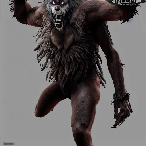 Image similar to werewolf from van helsing ripped shirt unreal engine hyperreallistic render 8k character concept art forest masterpiece