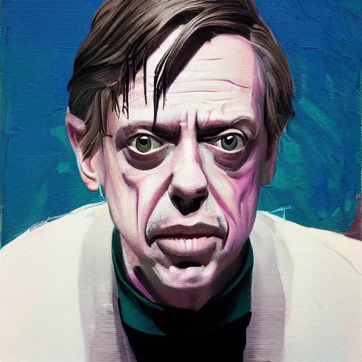 Prompt: Steve Buscemi, painted by Martine Johanna and Rafael Albuquerque, detailed brushstrokes