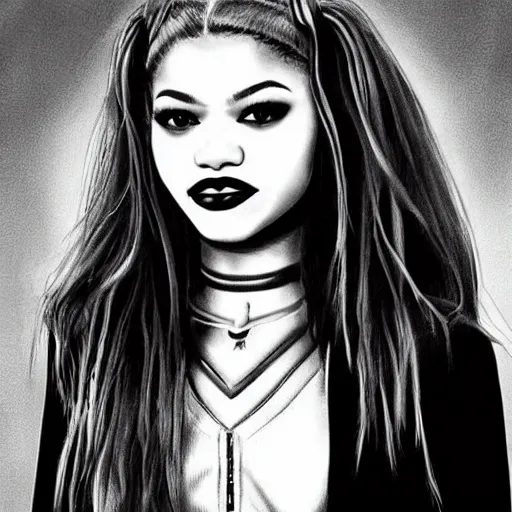 Image similar to “Zendaya, beautiful, like Harley Quinn, highly detailed, photorealistic portrait”