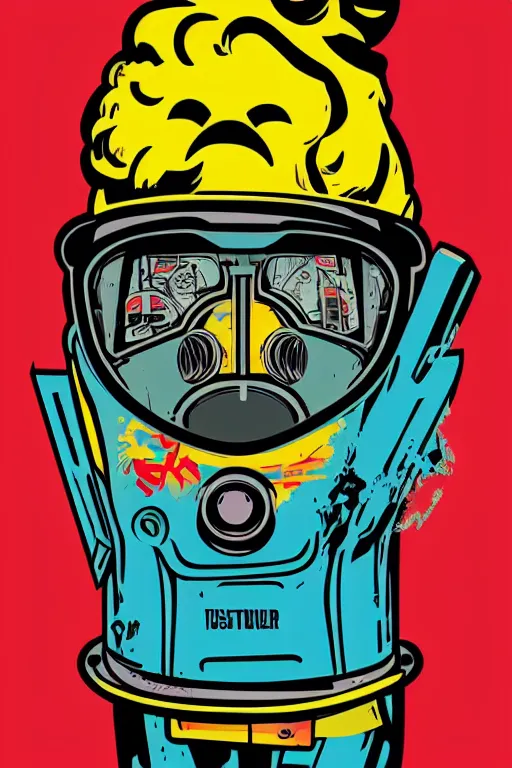 Image similar to fallout 7 6 retro futurist illustration art by butcher billy, sticker, colorful, illustration, highly detailed, simple, smooth and clean vector curves, no jagged lines, vector art, smooth andy warhol style