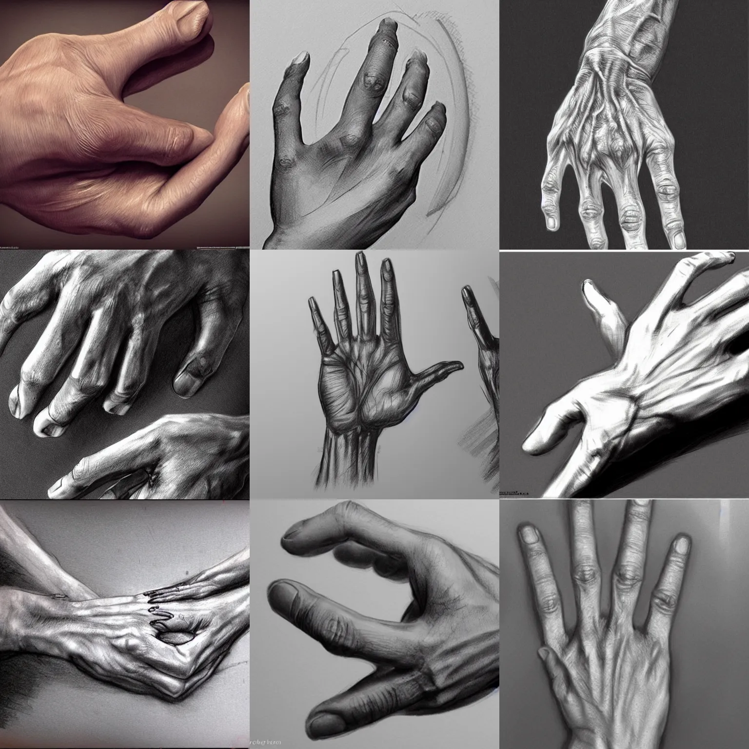 Prompt: a realistic human hand, sketch, concept art, high quality, detailed