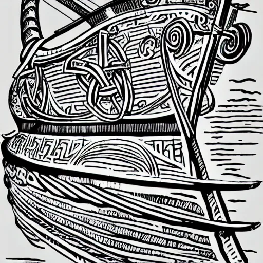 Image similar to viking ship line art, graphic tees