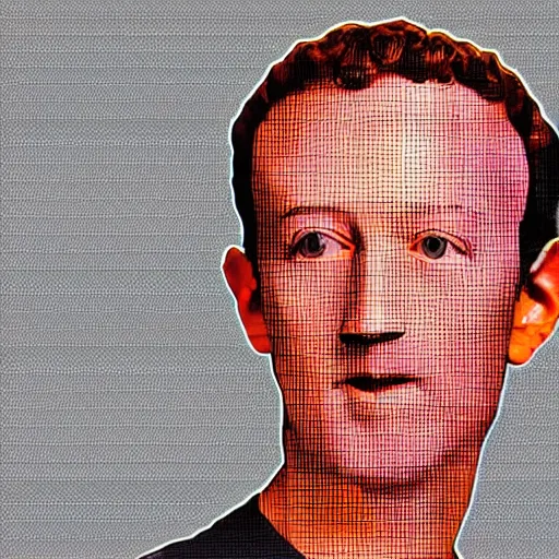 Image similar to seamless looping design of disembodied mark zuckerberg's head on striped white and black background