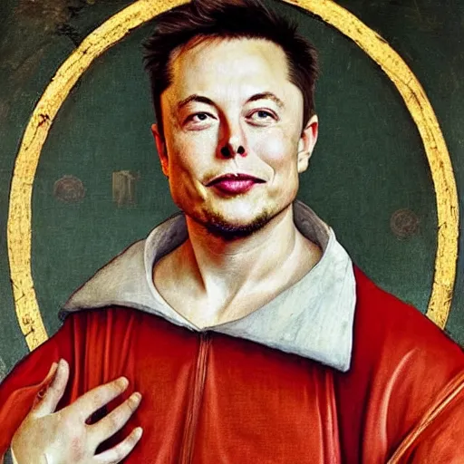 Image similar to renaissance painting of Elon musk