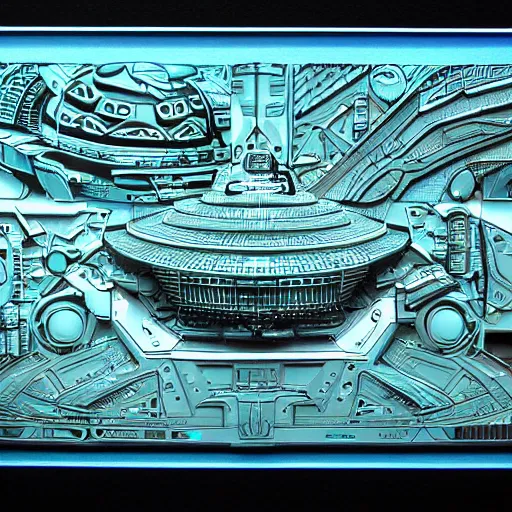 Image similar to highly detailed futuristic panel from alien spacecraft