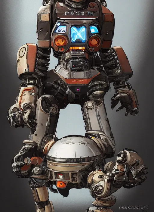 Image similar to pathfinder robot from apex legends character portrait, portrait, concept art, intricate details, highly detailed, vintage sci - fi