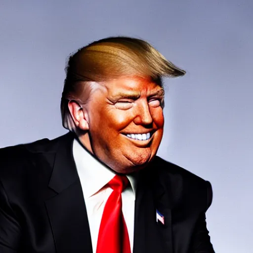 Image similar to donald trump smirking with a golden halo over his head