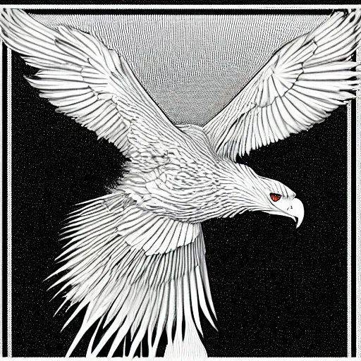 Prompt: high contrast golden eagle by aubrey beardsley, cycles render