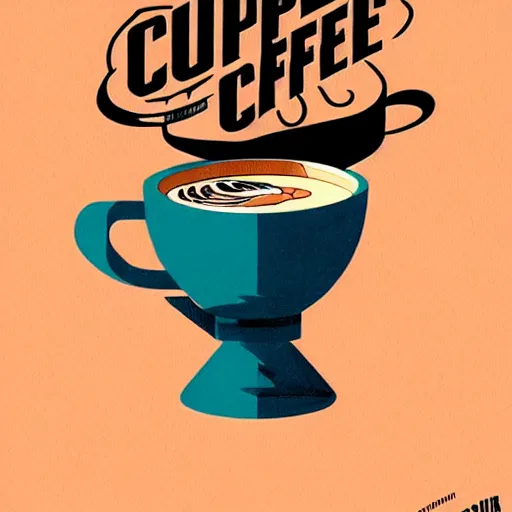 Image similar to concept art design illustration, cup of coffee, 1 6 colors, logo, ink drawing, art by jc leyendecker and sachin teng