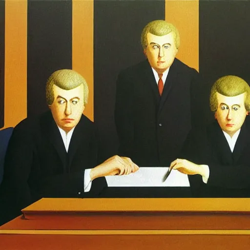Prompt: painting of the congress in session by rene magritte, hd, 4 k, detailed, award winning