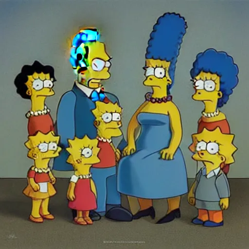 Prompt: the Simpsons family in the style of Zdzislaw Beksinski