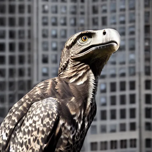 Prompt: photograph of a raptor in new york city