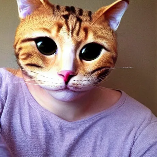 Image similar to face of a human Cat hybrid