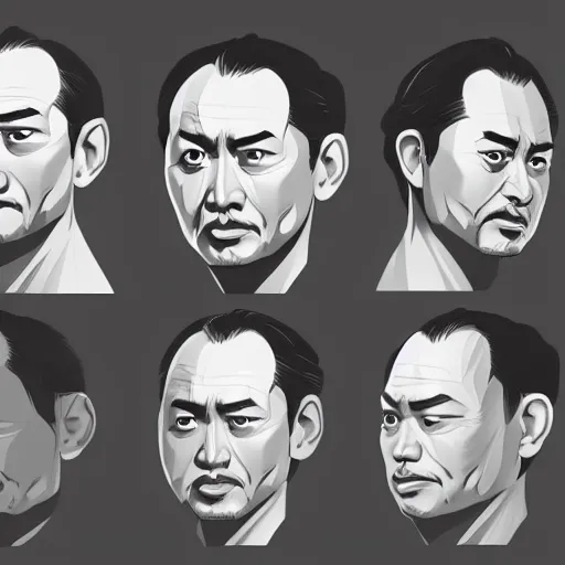 Image similar to concept art of ken watanabe, vector art, by cristiano siqueira, brush hard, highly detailed, artstation, high quality