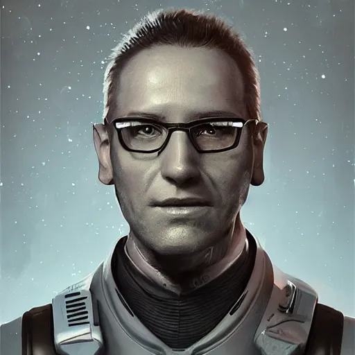 Image similar to concept art of scifi elite scientist by jama jurabaev, portrait, extremely detailed, studio light, trending on artstation, high quality, brush stroke