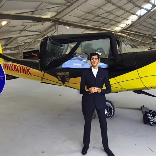 Image similar to rishi sunak flies a plane made of money