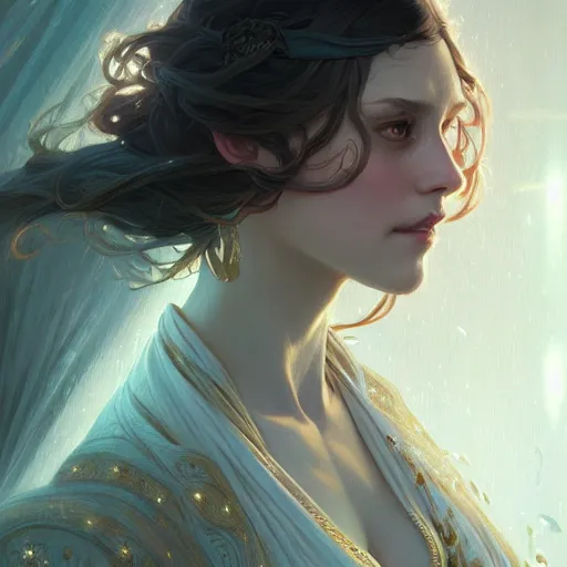 Prompt: Kate winslate, fantasy, intricate, elegant, highly detailed, digital painting, artstation, concept art, matte, sharp focus, illustration, art by Artgerm and Greg Rutkowski and Alphonse Mucha