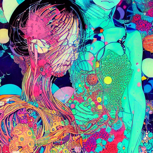 Image similar to a very detailed art of a goddess by inio asano, beeple and james jean, hiroyuki takahashi color scheme, digital art