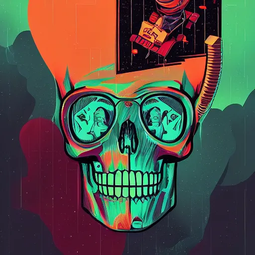 Prompt: portrait skull girl astronaut by petros afshar, tom whalen, laurie greasley, war face by greg rutkowski