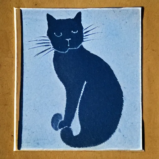 Image similar to cyanotype of a cat