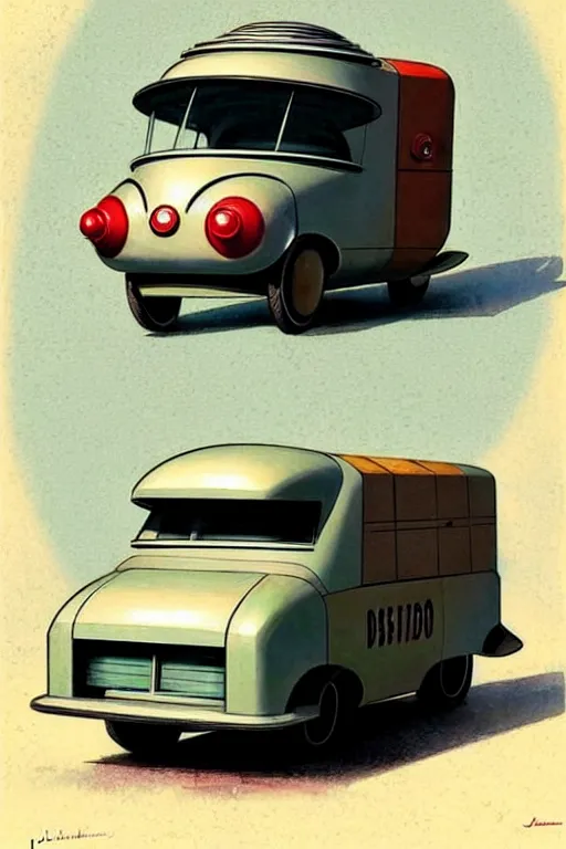 Image similar to ( ( ( ( ( 1 9 5 0 s retro future android robot delivery truck. muted colors., ) ) ) ) ) by jean - baptiste monge,!!!!!!!!!!!!!!!!!!!!!!!!!