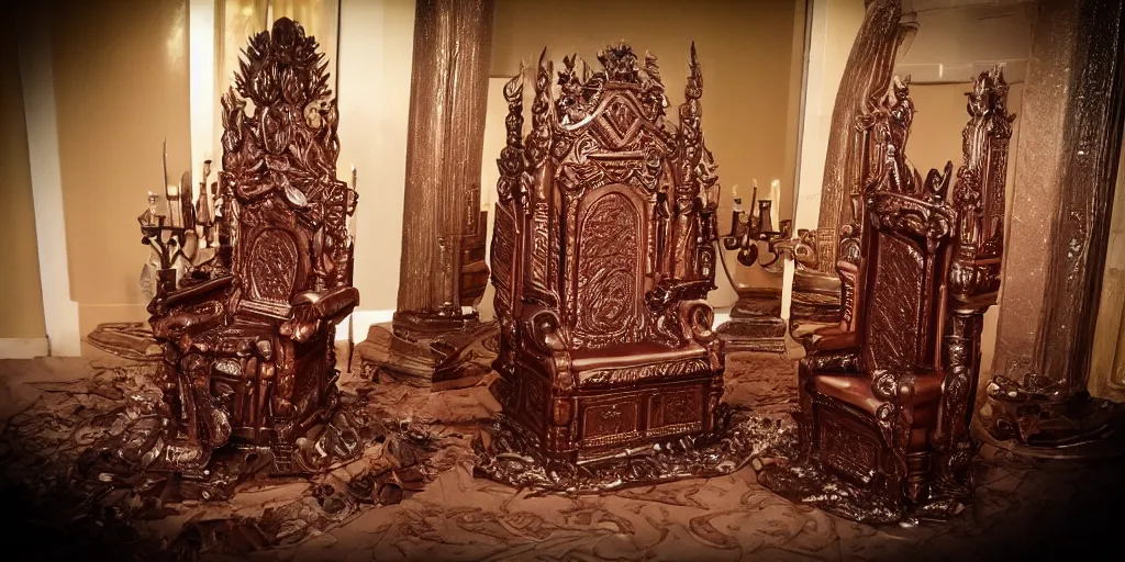 Prompt: throne room fully made out of chocolate, award winning photo