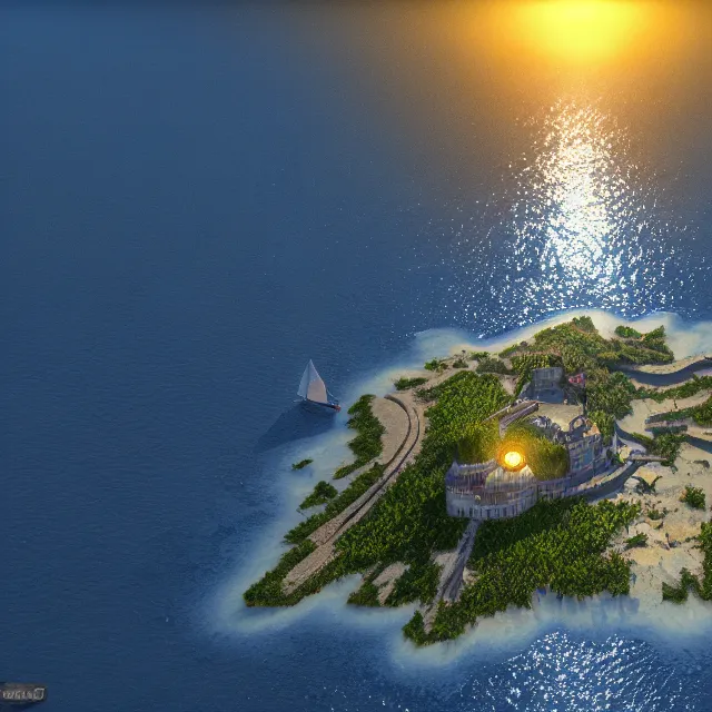 Prompt: lviv island on the sea, 8 k ultra realistic, lens flare, atmosphere, glow, detailed, intricate, full of colour, led lighting, 4 k, hyperrealistic, focused, extreme details, unreal engine 5, masterpiece