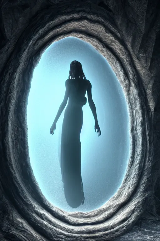 Prompt: the sandman, stunning, breathtaking, mirrors, glass, magic circle, magic doorway, fantasy, mist, bioluminescence, hyper - realistic, unreal engine