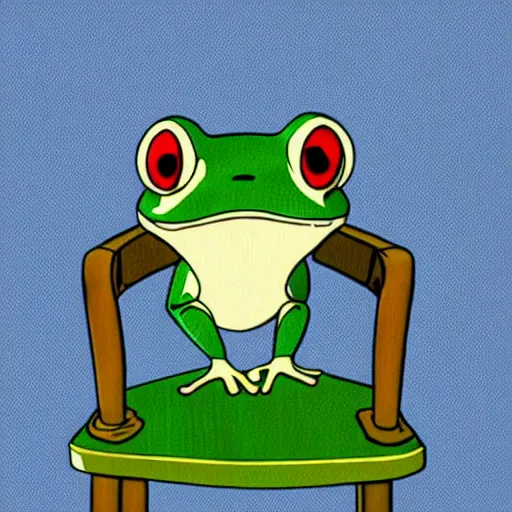 Image similar to cute frog themed chair, anime key art studio ghibli,