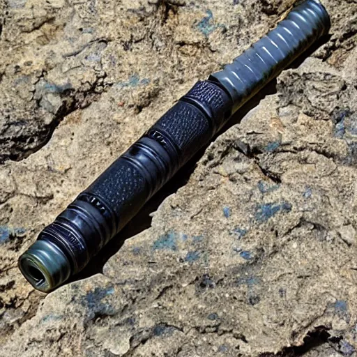 Prompt: 5. 5 6 nato cartridge sitting on a rock