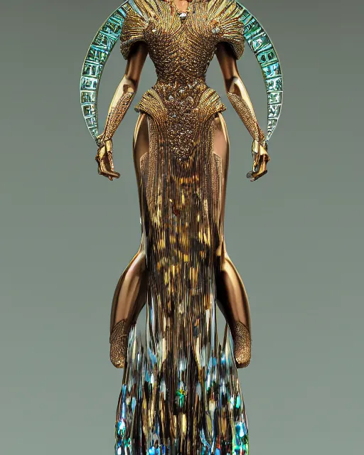 Image similar to a highly detailed metahuman 4 k close up render of an alien goddess bella hadid monument venus in iris van herpen dress schiaparelli in diamonds crystals swarovski and jewelry iridescent in style of alphonse mucha gustav klimt trending on artstation made in unreal engine 4