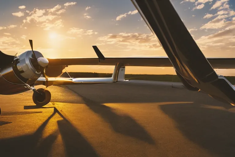 Prompt: professional product sales photograph of a happy smiling cessna aircraft, DSLR, golden hour, 4k