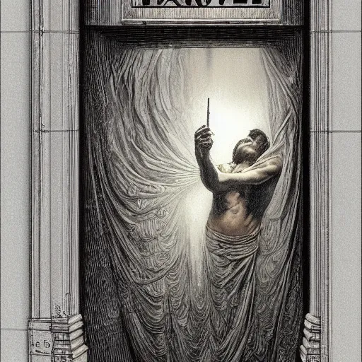 Prompt: scenes from taxi driver by gustave dore and marco mazzoni, art nouveau, symbolist, visionary, gothic, pre - raphaelite, letterbox,