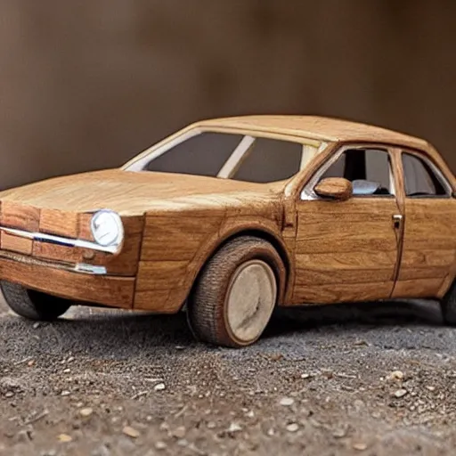 Image similar to russian car made out of wood, 4k, Hyperrealistic photo, Exquisite detail