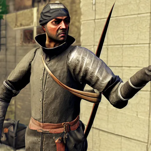 Prompt: Medieval swordsman, detailed, GTA V character