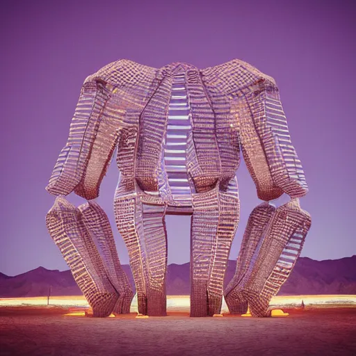 Image similar to highly detailed 3d render of burning man festival sculpture in the shape of bees by Beeple