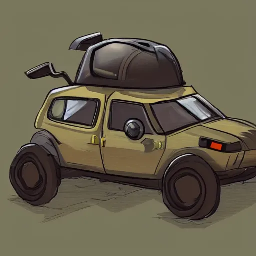 Image similar to 2d concept art of small vehicle by Dawid Michalczyk