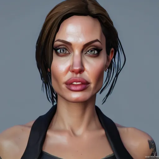 Image similar to a detailed portrait of angelina jolie in fortnite, unreal engine 5 rendered, incredibly highly detailed and realistic, 8 k, sharp focus, studio quality